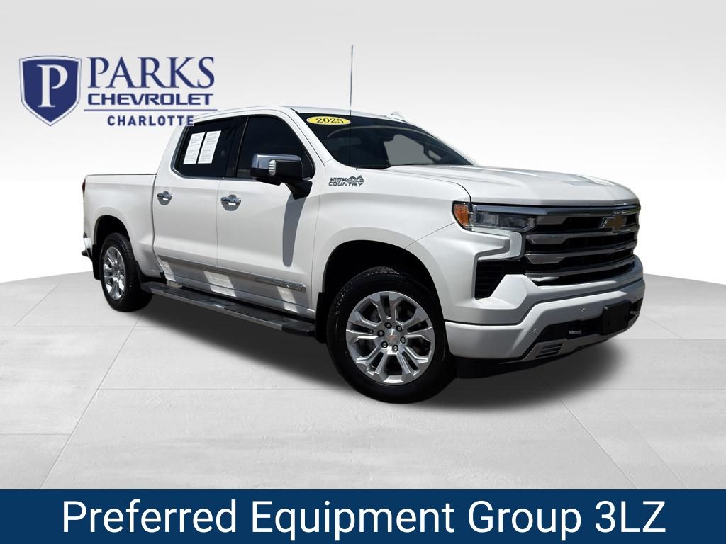 Crystal White 2025 Chevrolet Silverado 1500 High Country Crew Cab 4WD Pickup Truck Four-Wheel Drive Automatic