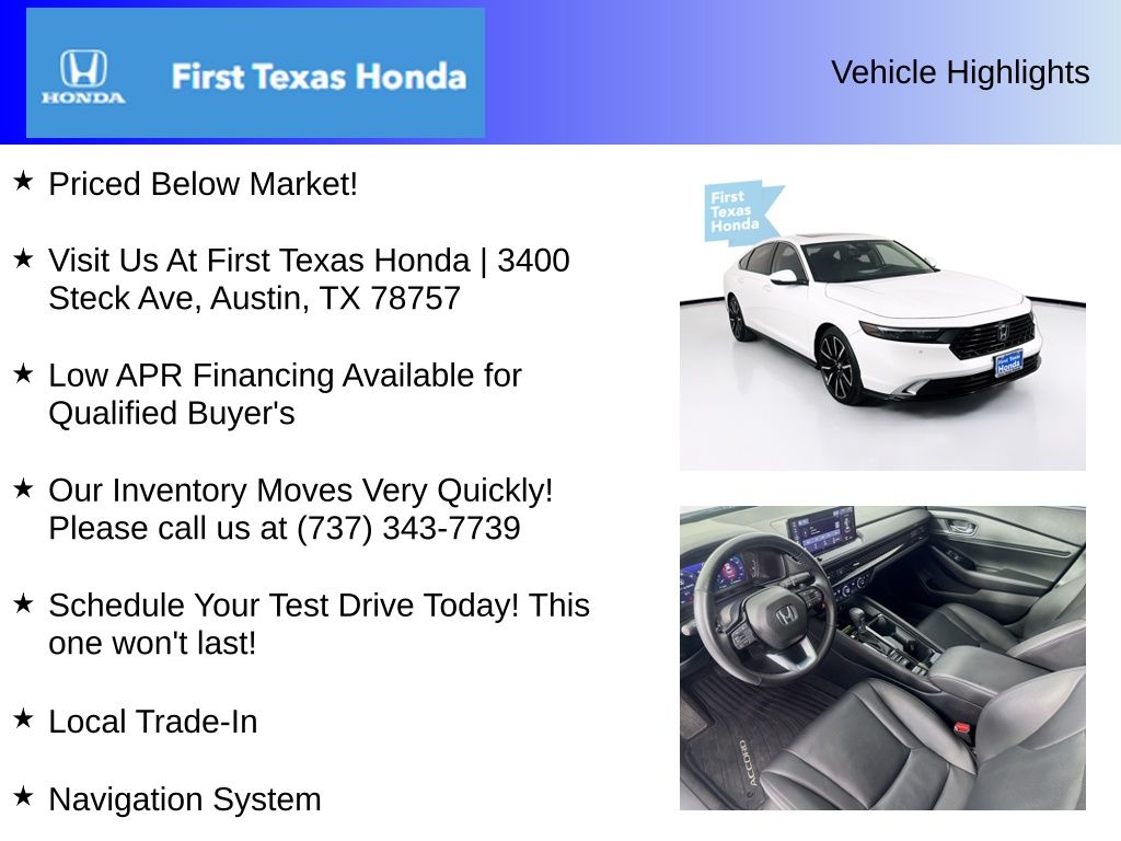 Used Car 2024 Honda Accord Hybrid  Touring For Sale Under $35,000 In Austin, Texas