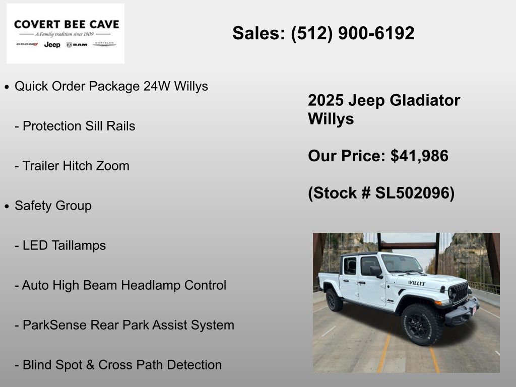 New Car 2025 Jeep Gladiator  Willys For Sale Under $50,000 In Austin, Texas