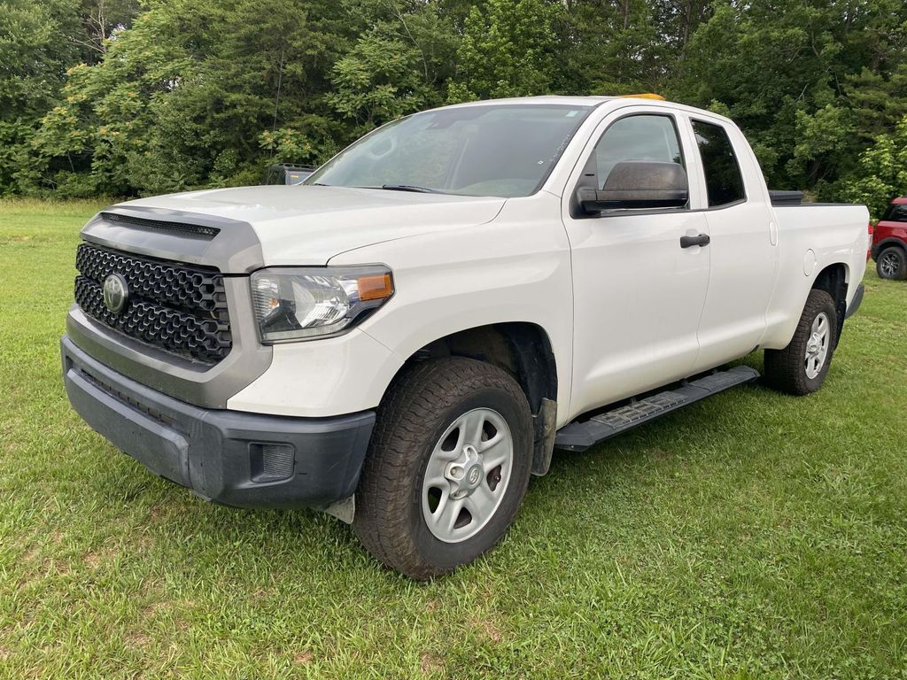 Super White 2019 Toyota Tundra SR Double Cab 4.6L 4WD Pickup Truck Four-Wheel Drive 6-Speed Automatic
