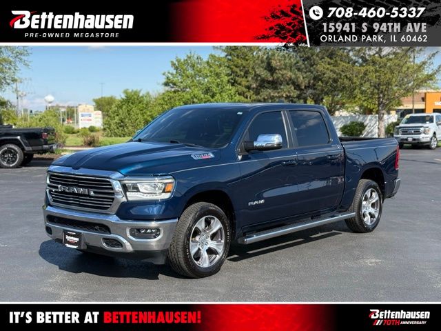 Patriot Blue Pearlcoat 2023 RAM 1500 Laramie Crew Cab 4WD Pickup Truck Four-Wheel Drive 8-Speed Automatic