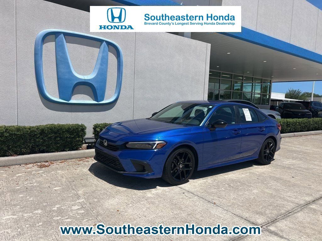 Aegean Blue Metallic 2023 Honda Civic Sport FWD Sedan Front-Wheel Drive Continuously Variable Transmission