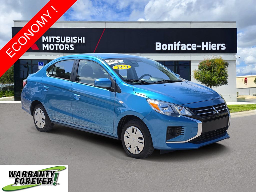 Sapphire Blue 2024 Mitsubishi Mirage G4 Sedan Front-Wheel Drive Continuously Variable Transmission