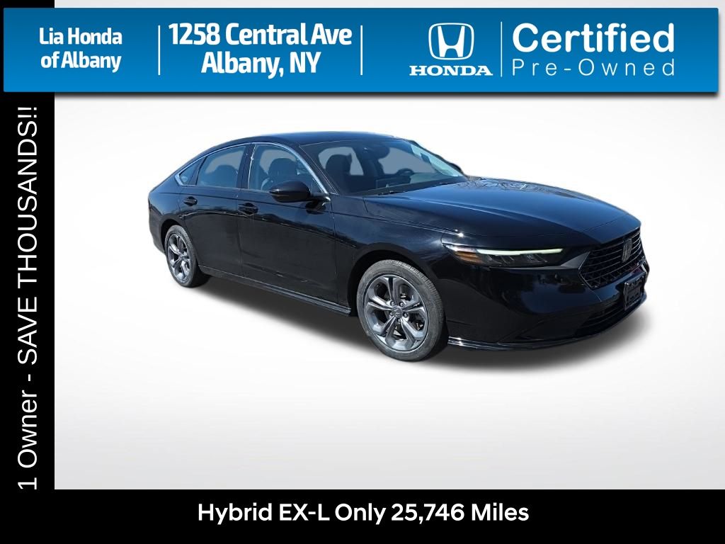 Crystal Black Pearl 2023 Honda Accord Hybrid EX-L FWD Sedan Front-Wheel Drive Continuously Variable Transmission