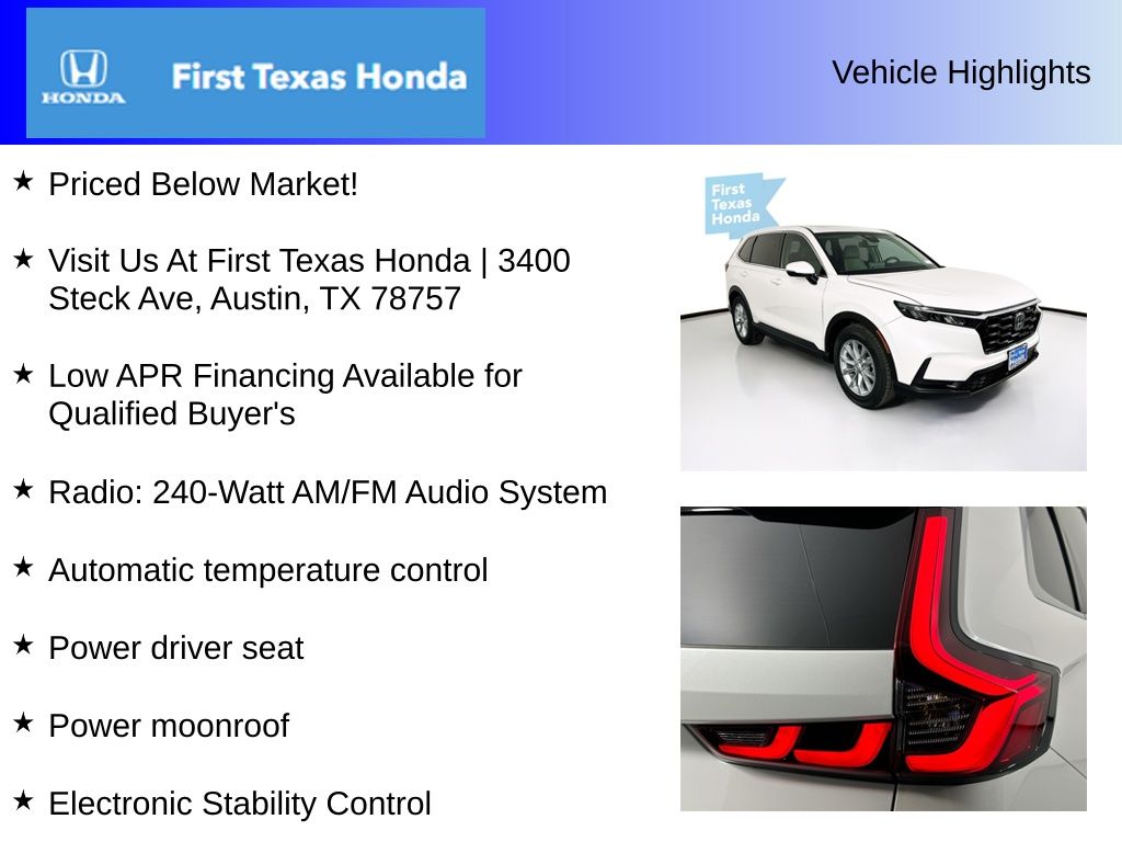 Used Car 2025 Honda Cr-v  Ex For Sale In Austin, Texas