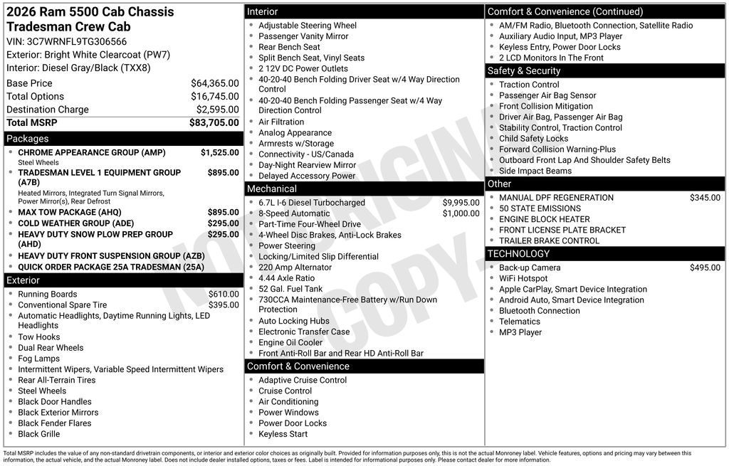 new 2026 Ram 5500HD car, priced at $73,202