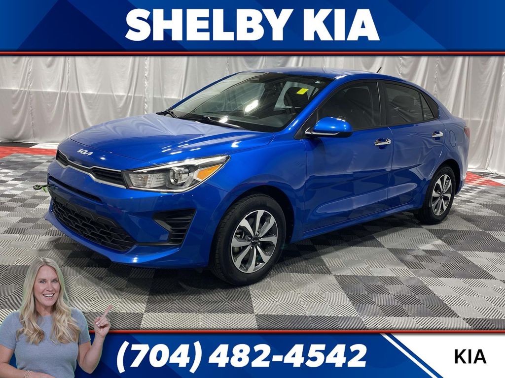 Sporty Blue 2023 Kia Rio S FWD Sedan Front-Wheel Drive Continuously Variable Transmission