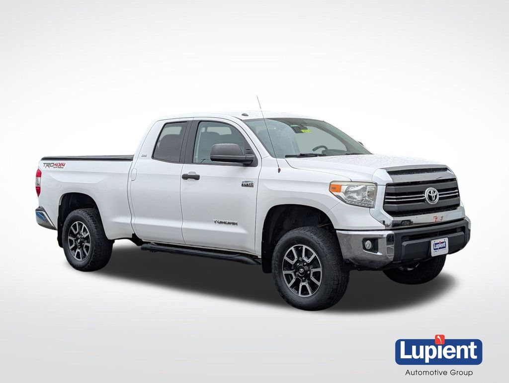 Super White 2014 Toyota Tundra SR5 Double Cab 5.7L FFV 4WD Pickup Truck Four-Wheel Drive 6-Speed Automatic Overdrive