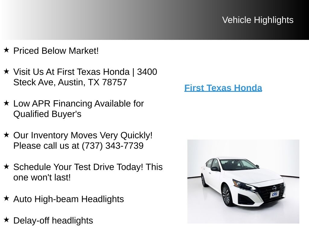 Used Car 2025 Nissan Altima  2.5 Sv For Sale Under $25,000 In Austin, Texas