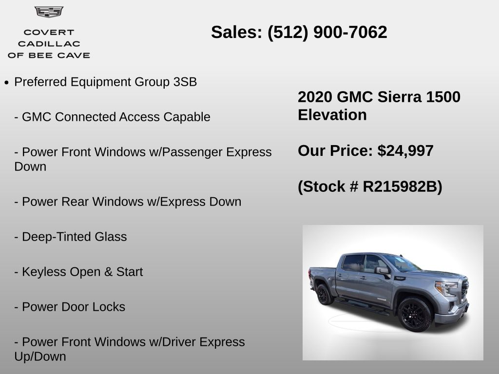 Used Car 2020 Gmc Sierra 1500  Elevation For Sale Under $25,000 In Austin, Texas
