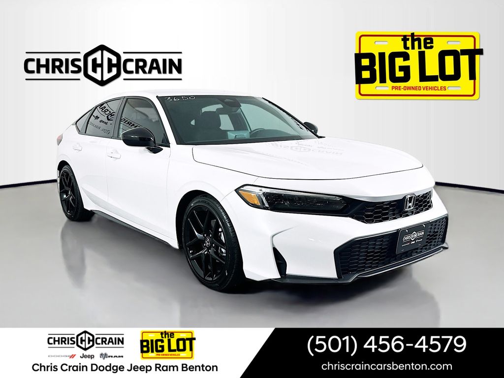 White 2025 Honda Civic Hatchback Sport FWD Hatchback Front-Wheel Drive Continuously Variable Transmission