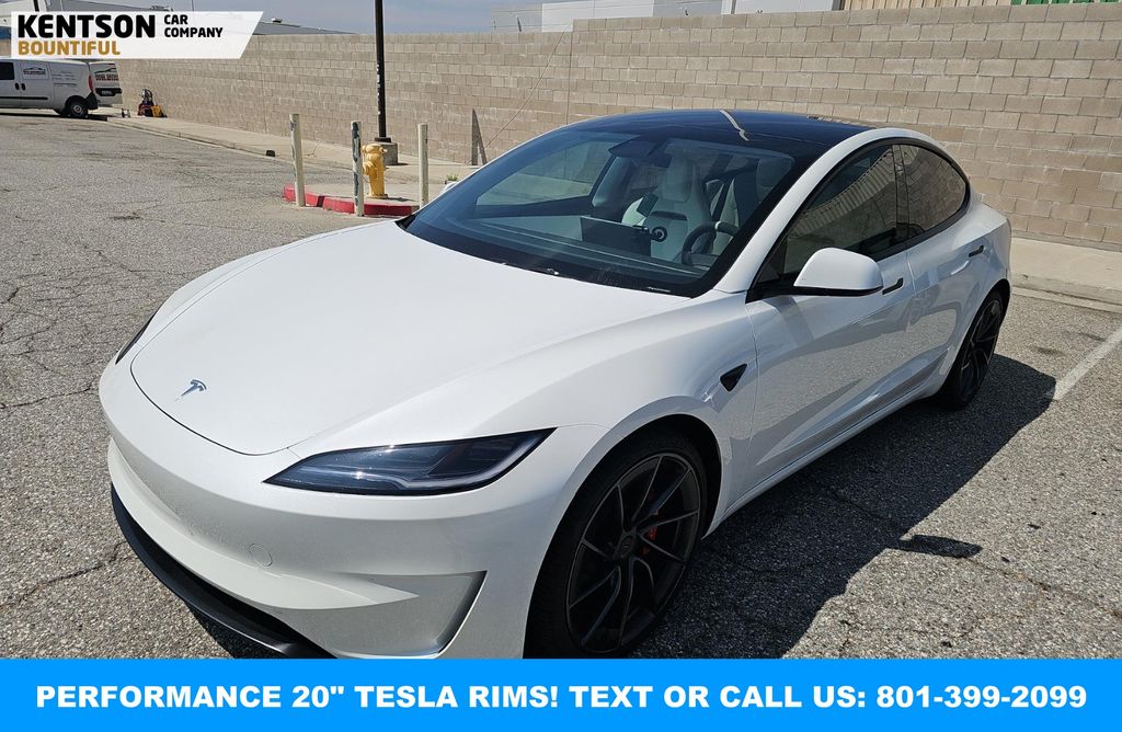 White 2025 Tesla Model 3 Performance AWD Sedan All-Wheel Drive 1-Speed Automatic