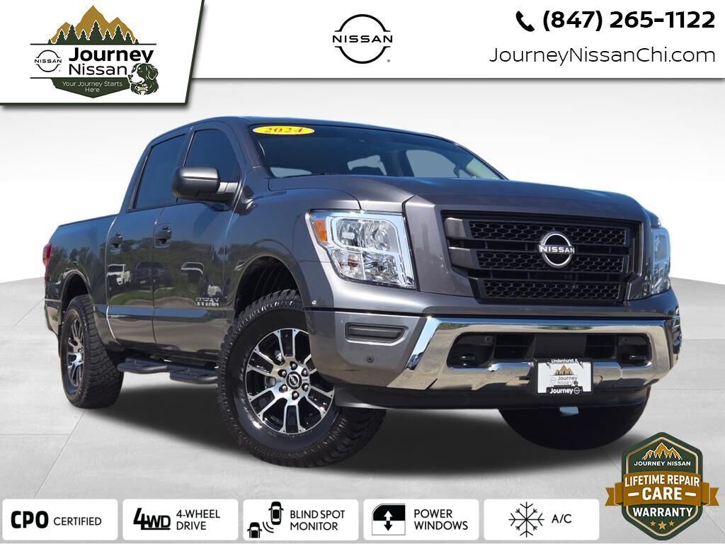 Gray (Gun Metallic) 2024 Nissan Titan Pickup Truck Four-Wheel Drive 9-Speed Automatic