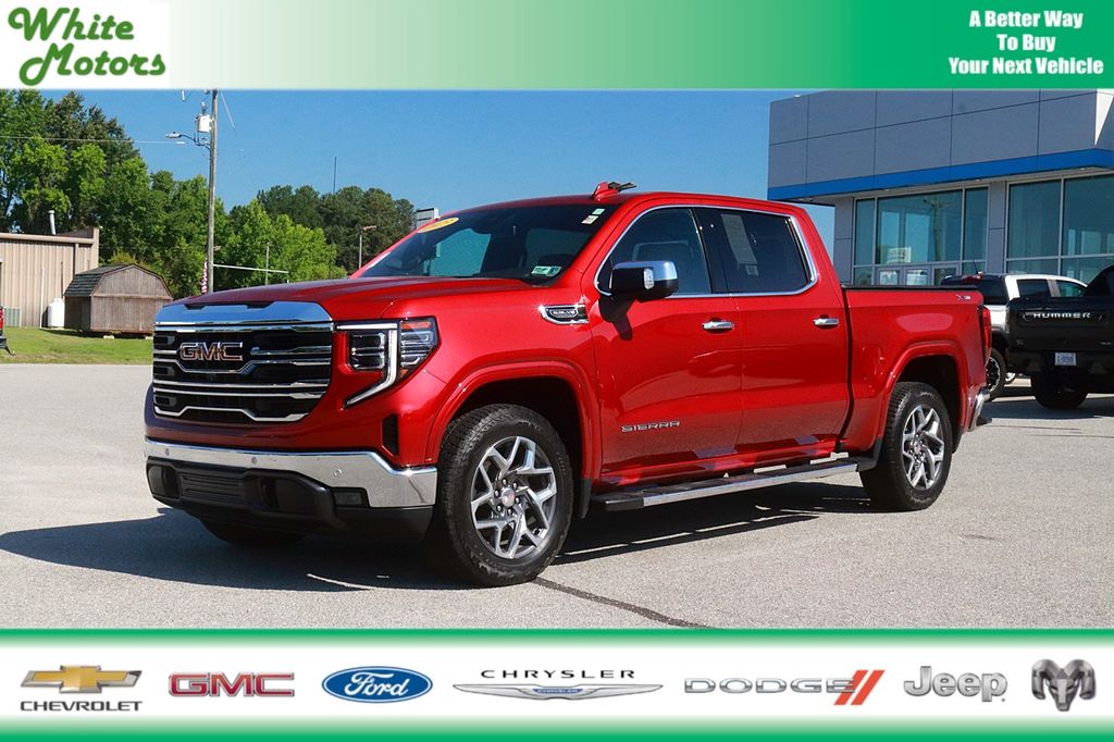 Volcanic Red Tintcoat 2023 GMC Sierra 1500 SLT Crew Cab 4WD Pickup Truck Four-Wheel Drive Automatic