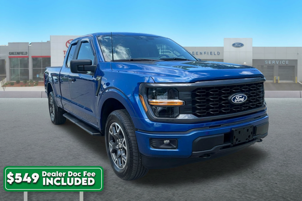Blue Metallic 2024 Ford F-150 STX SuperCab LB 4WD Pickup Truck Four-Wheel Drive Automatic