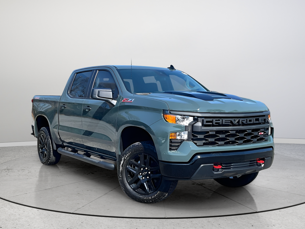 Cypress Gray 2026 Chevrolet Silverado 1500 Custom Trail Boss Crew Cab 4WD Pickup Truck Four-Wheel Drive Automatic