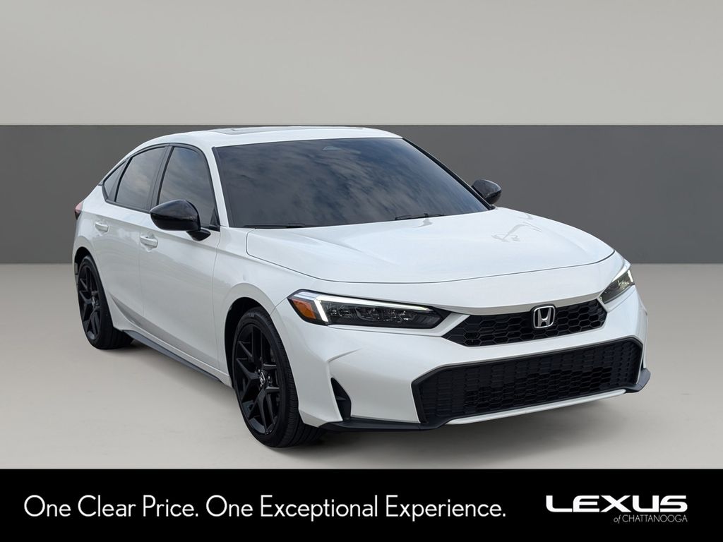 Platinum White Pearl 2025 Honda Civic Hybrid Hatchback Front-Wheel Drive Continuously Variable Transmission