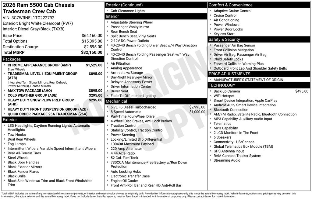 new 2026 Ram 5500HD car, priced at $76,169