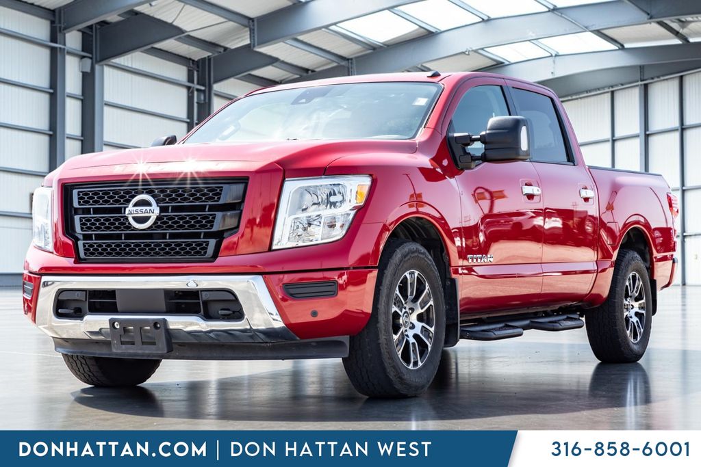 Red Alert 2021 Nissan Titan Pickup Truck Four-Wheel Drive 9-Speed Automatic