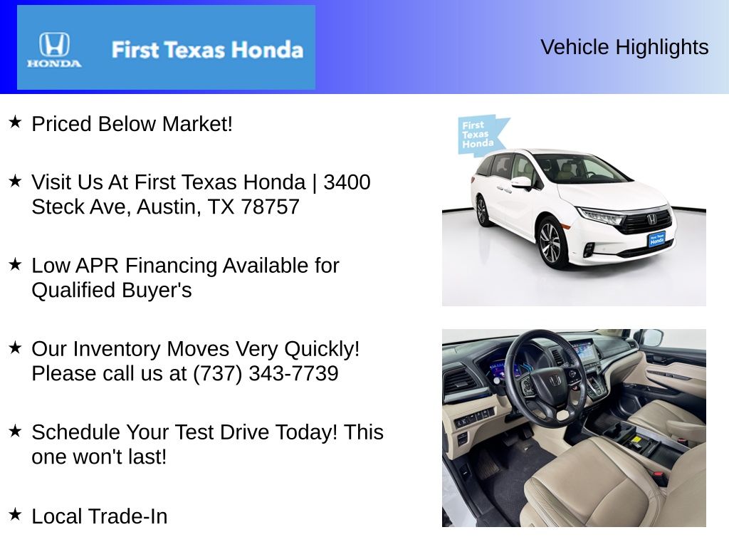 Used Car 2021 Honda Odyssey  Touring For Sale Under $30,000 In Austin, Texas