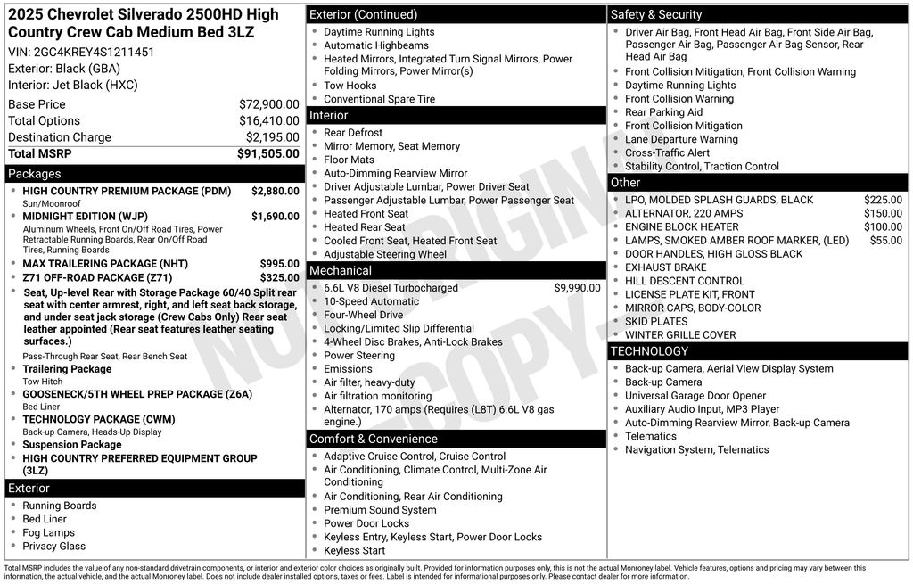 Used Car 2025 Chevrolet Silverado 2500hd  High Country For Sale Under $80,000 In Austin, Texas