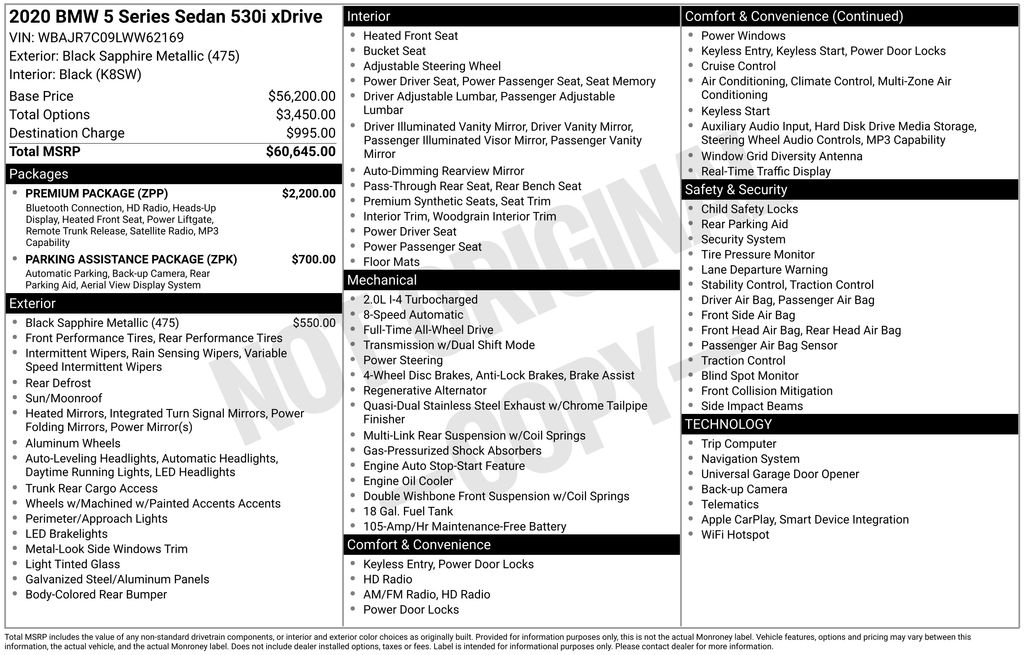 used 2020 BMW 5-Series car, priced at $18,700