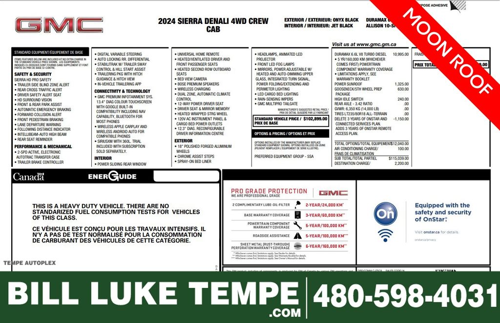 Onyx Black 2024 GMC Sierra 3500HD Denali Crew Cab 4WD Pickup Truck Four-Wheel Drive Automatic