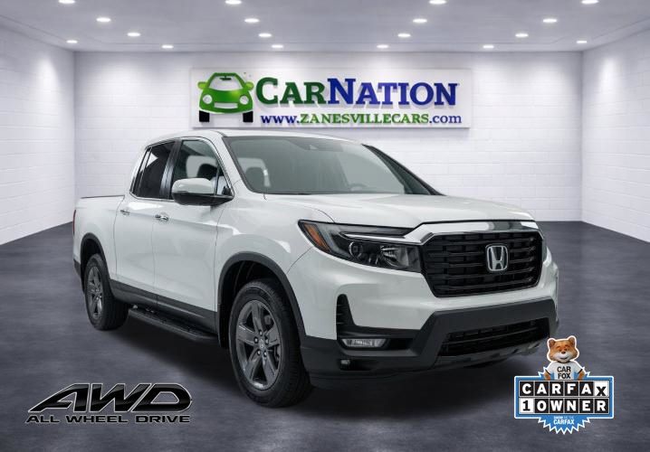 White 2021 Honda Ridgeline Pickup Truck All-Wheel Drive 9-Speed Automatic