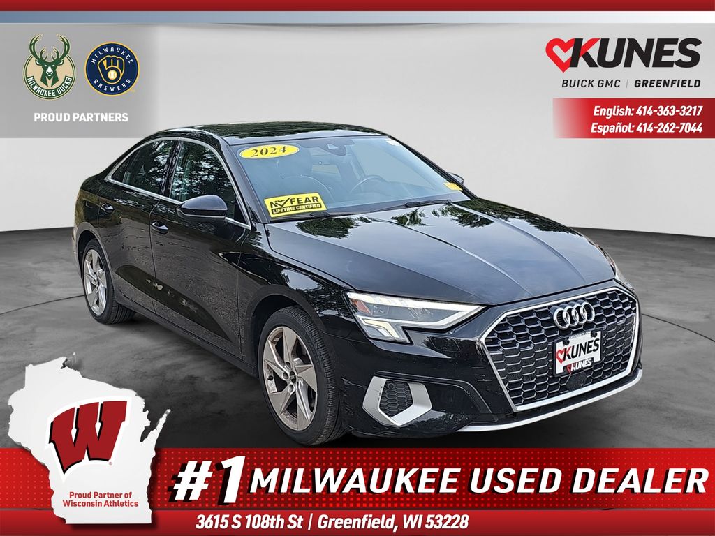 White 2024 Audi A3 Sedan Front-Wheel Drive 7-Speed Automatic
