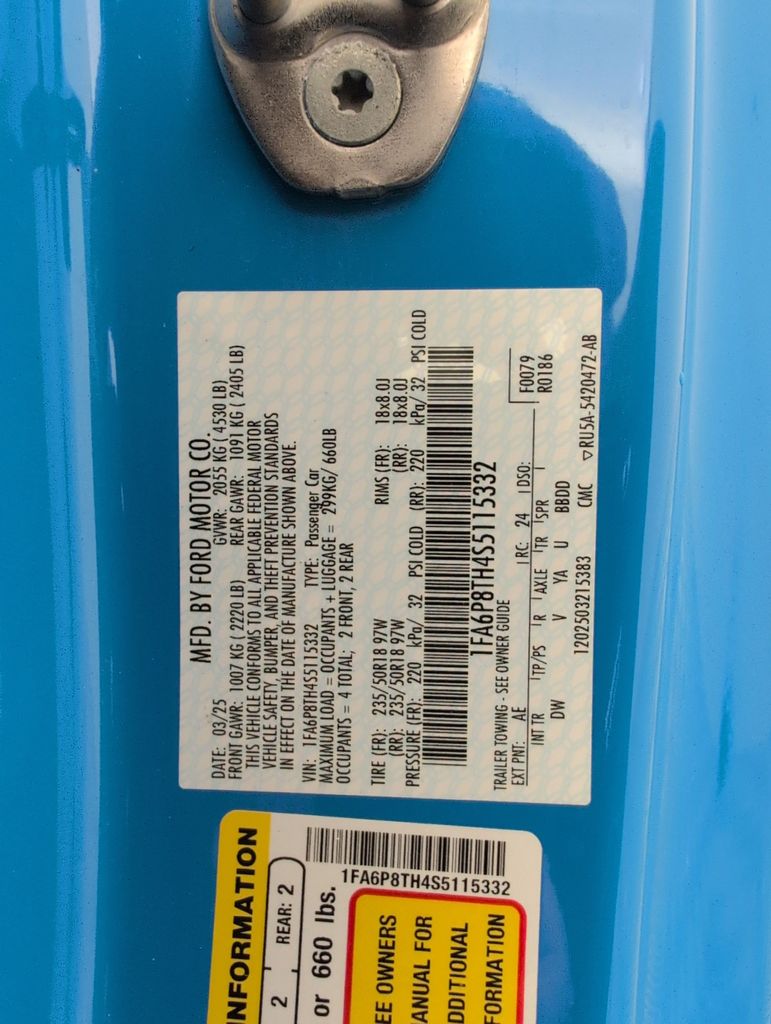2025 Grabber Blue Metallic Ford Mustang EcoBoost RWD Coupe