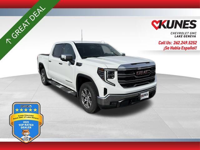 Summit White 2023 GMC Sierra 1500 SLT Crew Cab 4WD Pickup Truck Four-Wheel Drive Automatic