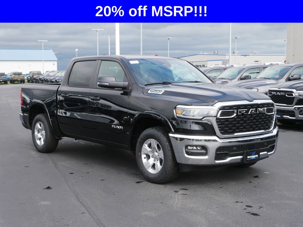 Diamond Black Crystal Pearlcoat 2025 RAM 1500 Big Horn Crew Cab 4WD Pickup Truck Four-Wheel Drive 8-Speed Automatic