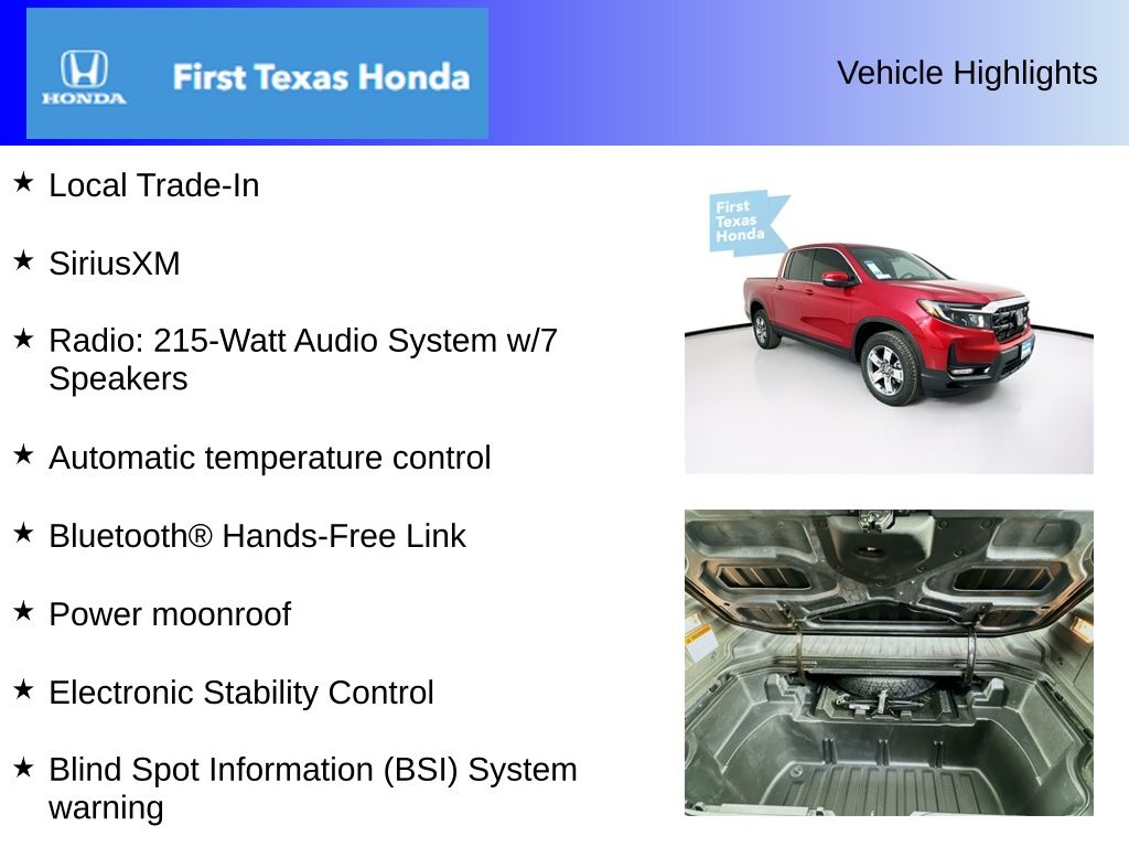 Used Car 2025 Honda Ridgeline  Rtl For Sale Under $40,000 In Austin, Texas