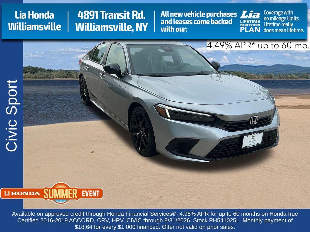 Lunar Silver Metallic 2023 Honda Civic Sedan Front-Wheel Drive Continuously Variable Transmission