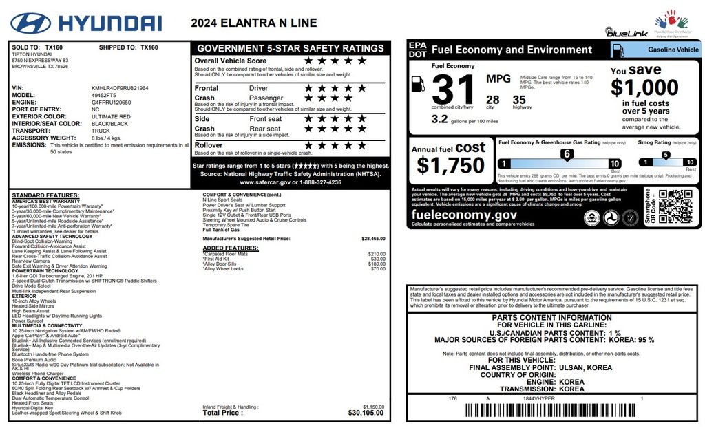 2024 Hyundai Elantra N Line Red at Community Honda