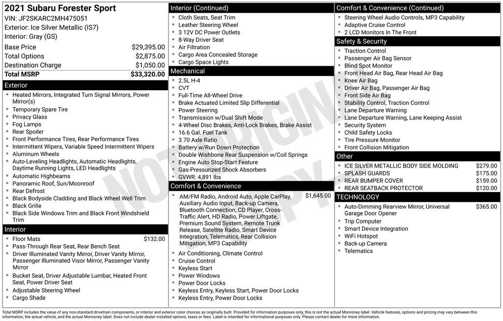 Used 2021 Silver Subaru Sport image 2