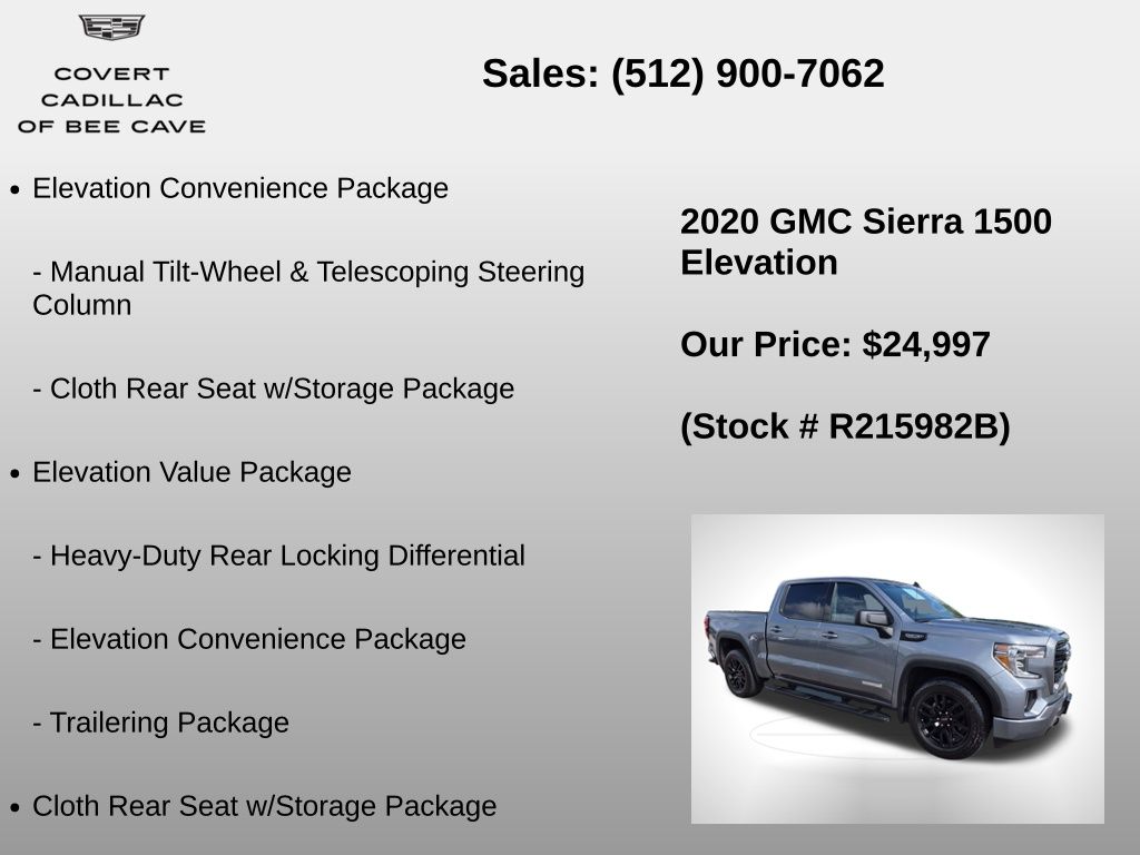 Used Car 2020 Gmc Sierra 1500  Elevation For Sale Under $25,000 In Austin, Texas
