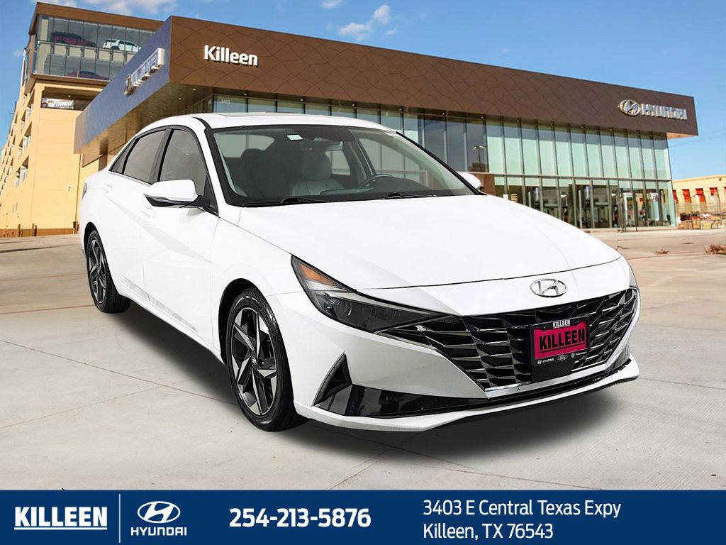 Quartz White 2021 Hyundai Elantra Sedan Front-Wheel Drive Continuously Variable Transmission