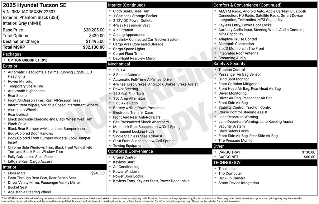 used 2025 Hyundai Tucson car, priced at $28,000