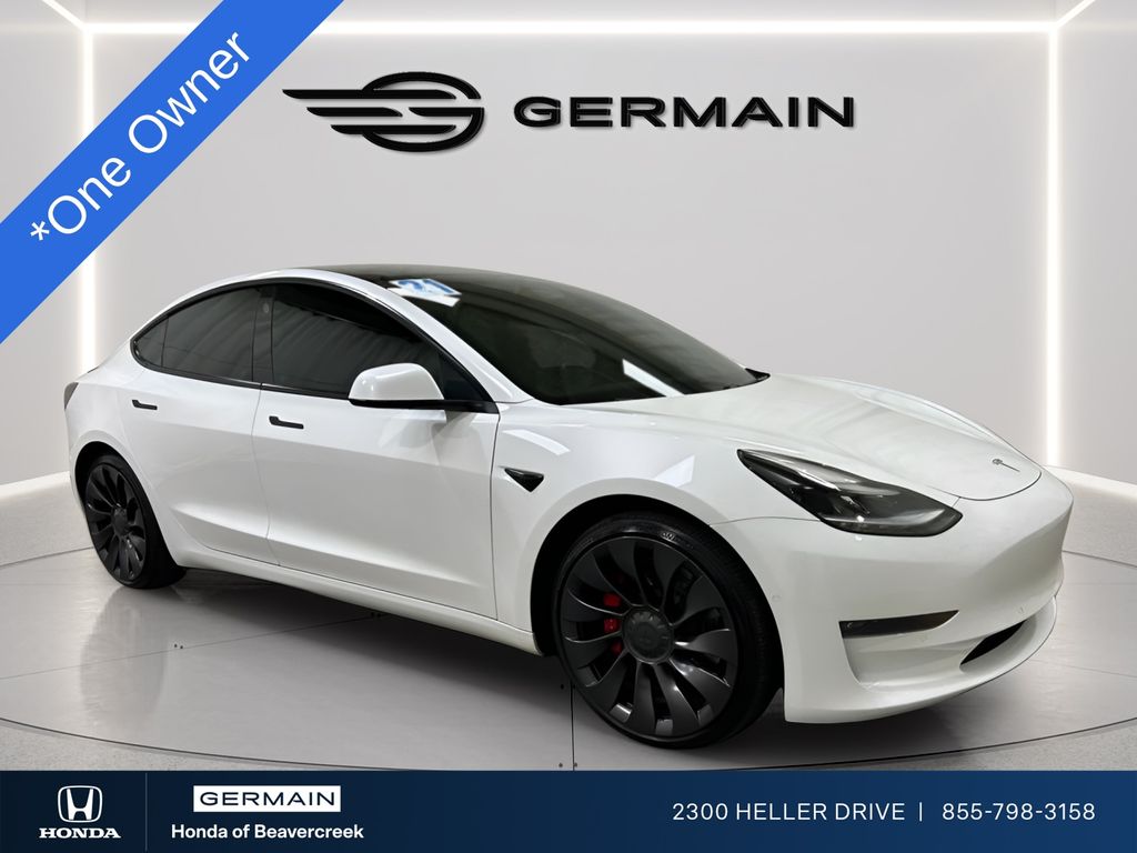 Pearl White Multi-Coat 2021 Tesla Model 3 Performance AWD Sedan All-Wheel Drive 1-Speed Automatic