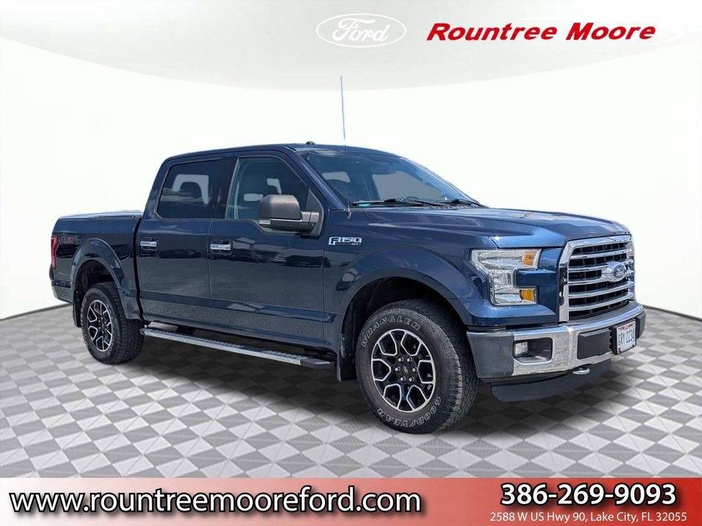 Blue 2015 Ford F-150 XLT SuperCrew 4WD Pickup Truck Four-Wheel Drive 6-Speed Automatic