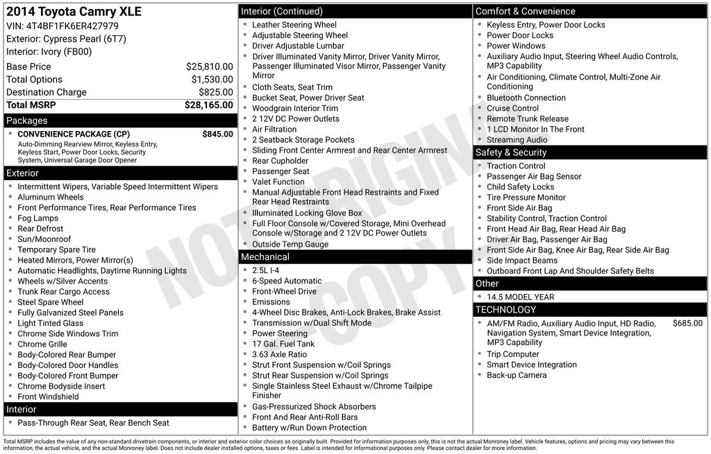 Used Car 2014 Toyota Camry  Xle For Sale Under $15,000 In Austin, Texas