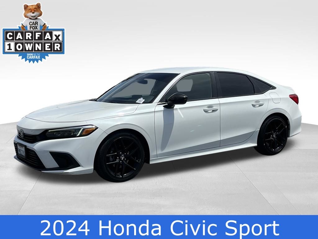 Platinum White Pearl 2024 Honda Civic Sport FWD Sedan Front-Wheel Drive Continuously Variable Transmission