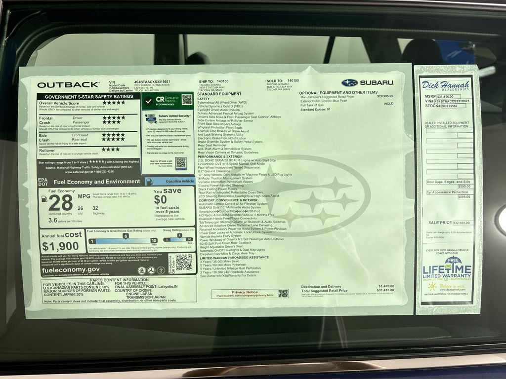 2025 Subaru Outback 2.5i