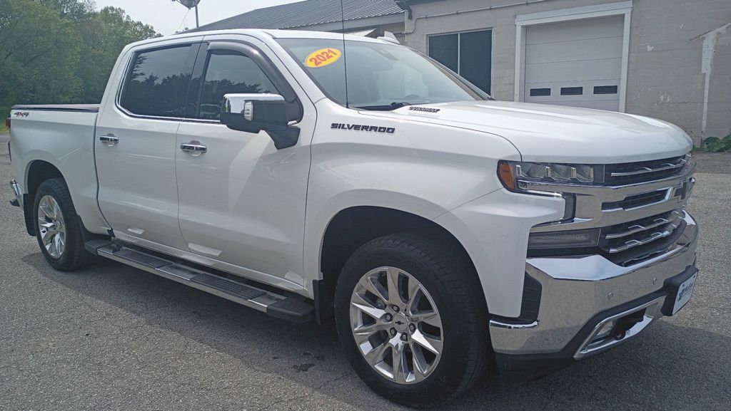 White 2021 Chevrolet Silverado 1500 LTZ Crew Cab 4WD Pickup Truck Four-Wheel Drive Automatic