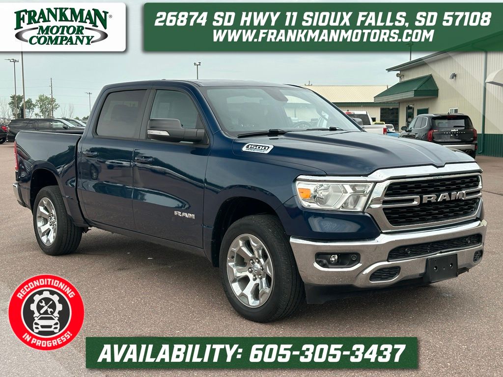 Patriot Blue Pearlcoat 2022 RAM 1500 Pickup Truck Four-Wheel Drive 8-Speed Automatic