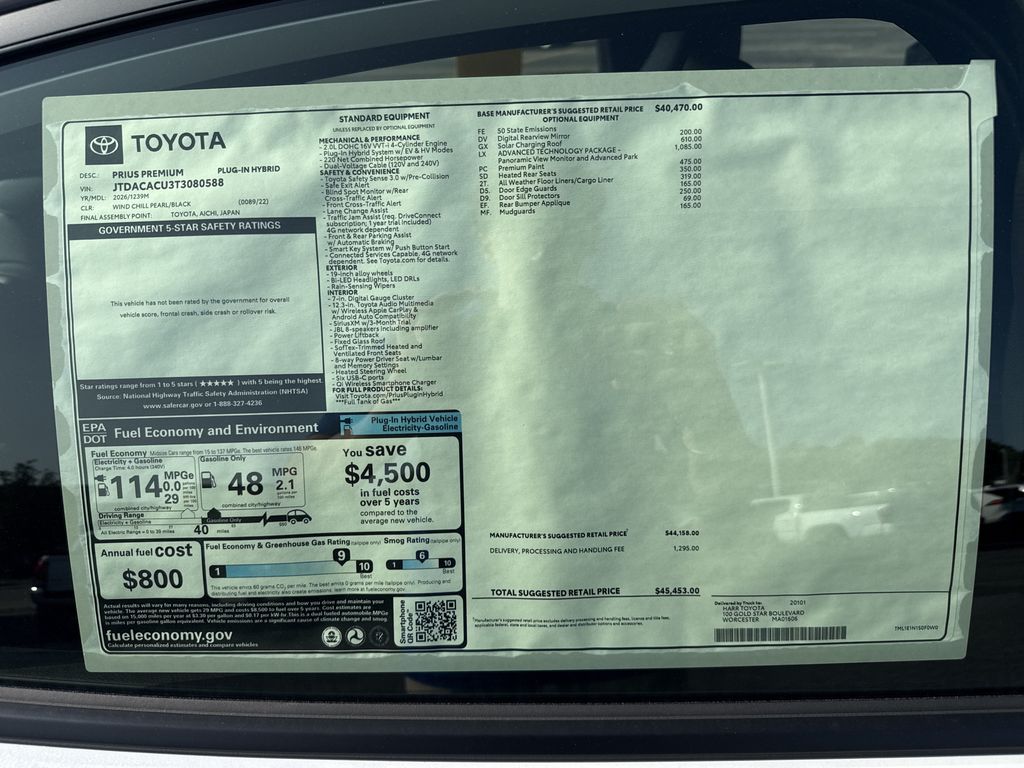 New 2026 Toyota Prius Plug-in Hybrid Hatchback