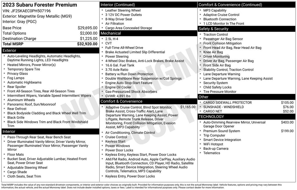 2023 Subaru Forester Premium Gray at Honda North