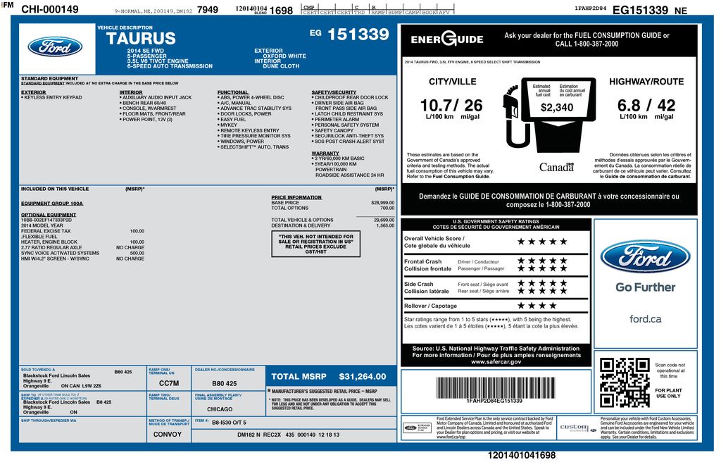 2014 Ford Taurus SE