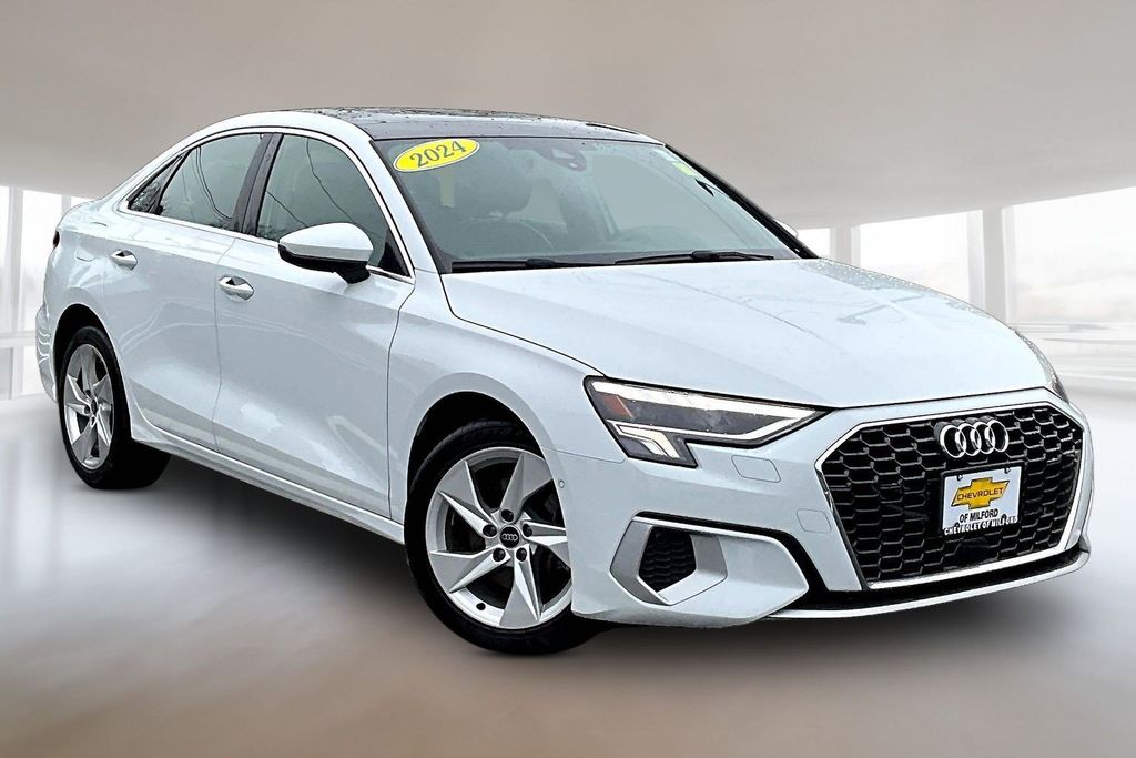 Glacier White Metallic 2024 Audi A3 Sedan Front-Wheel Drive 7-Speed Automatic